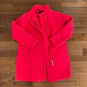J. Crew Bold Red Stadium Cloth Coat